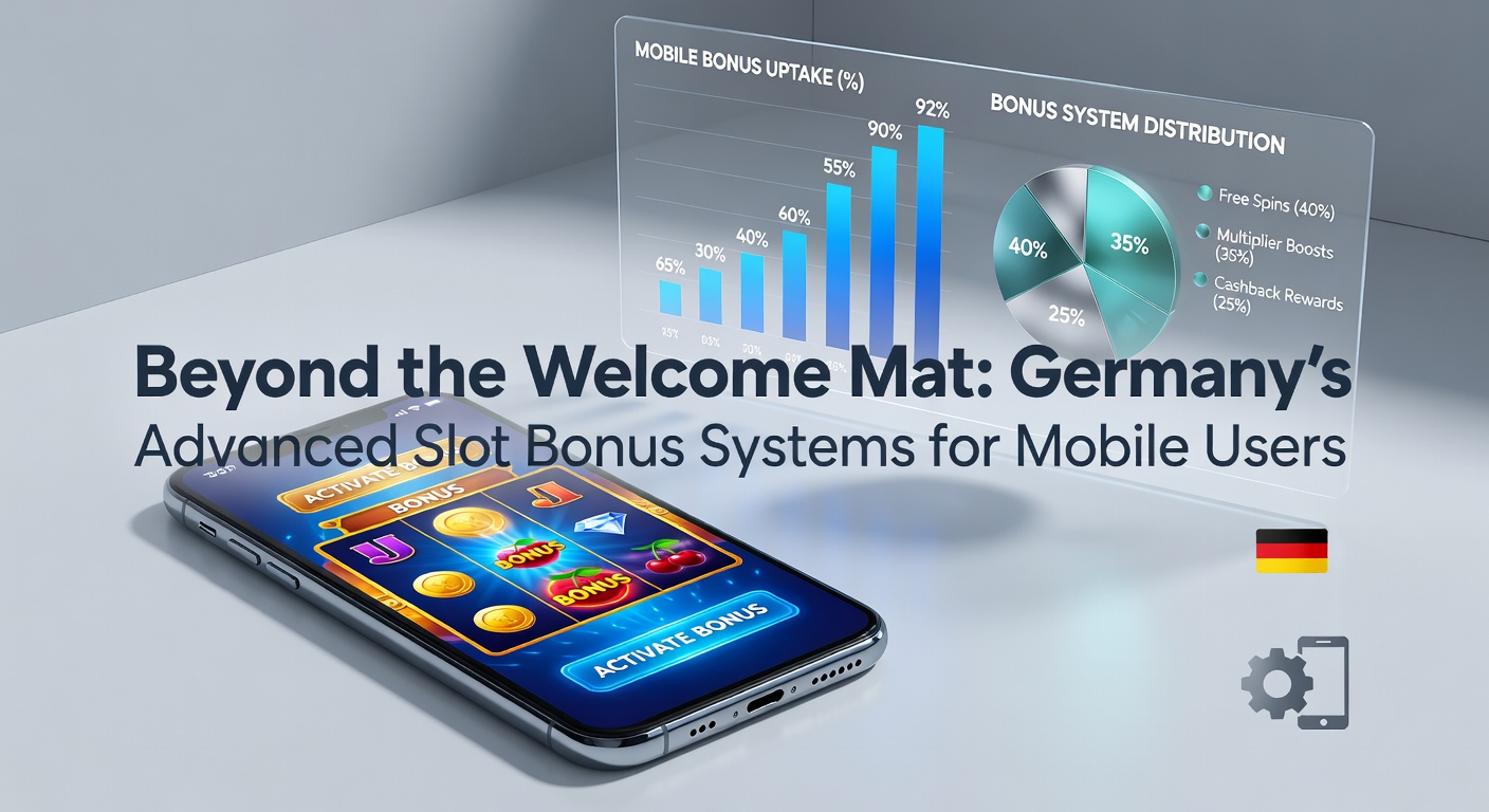 Smartphone mit Slot-Bonus-Animationen und deutschen Casino-Apps im Vordergrund, symbolisiert mobile Fortschritte in Bonus-Systemen