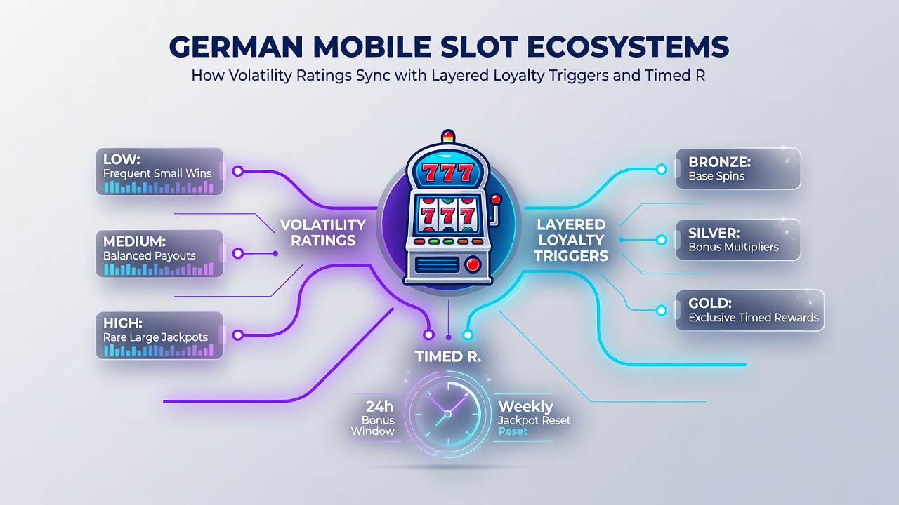 Darstellung der Synchronisation von Volatilitätsratings mit Loyalitätsstufen und zeitgesteuerten Drops in mobilen Slots